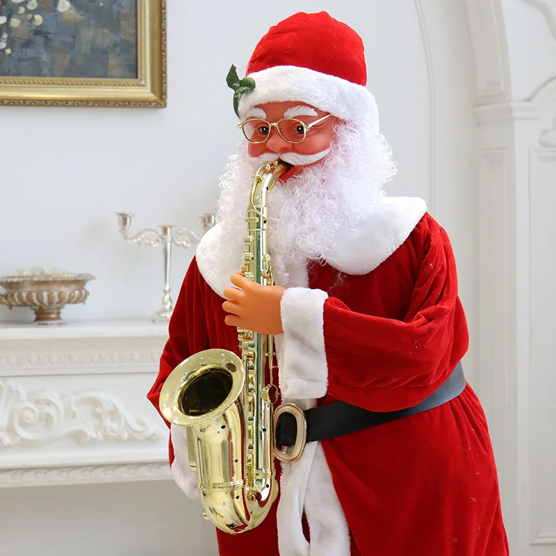 Electric Santa Claus 1.8 M Saxophone Music Scene Layout Welcome Dancing Shopping Mall Ornaments