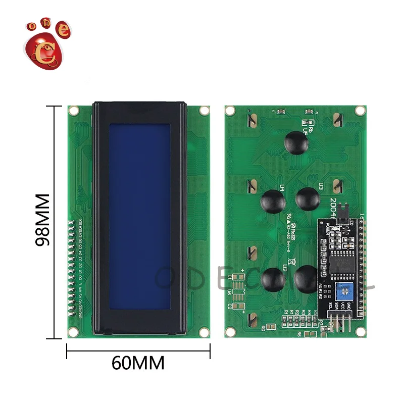 

LCD2004+I2C 2004 20x4 2004A Blue/Green screen HD44780 Character LCD /w IIC/I2C Serial Interface Adapter Module For Arduino