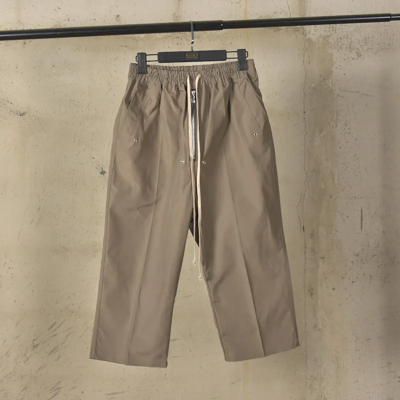 

Модные укороченные хлопковые брюки-карго унисекс, трендовые темные тканые брюки из плотного хлопка, мужская одежда