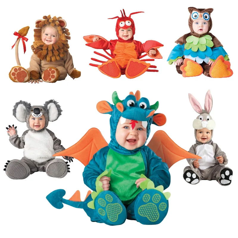 Baby Toddler Halloween Costume 1-3 Years Rabbit Dinosaur Lion Octopus Lobster Cosplay Photo Prop Cute Christmas Animal Outfit