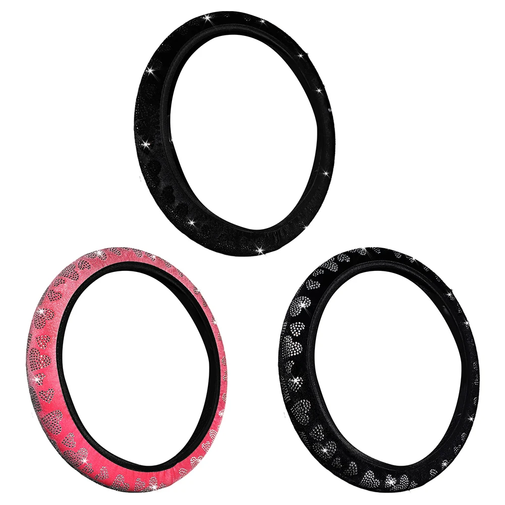 Plush Short Velvet Car Steering Wheel Cover in Stylish Heart Shape Designed for Wheels of Size Between For 14 5 and 15 Inches