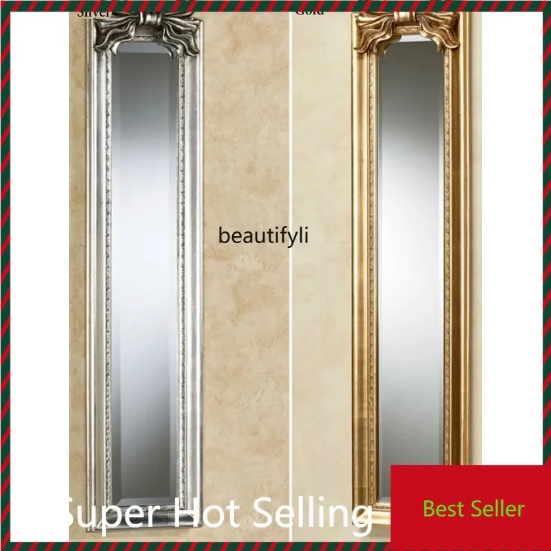 YL  Butterfly Long Mirror Wooden Frame Chinese Retro Home Mirror Super Narrow Full-Length Mirror on the Hallway Wall