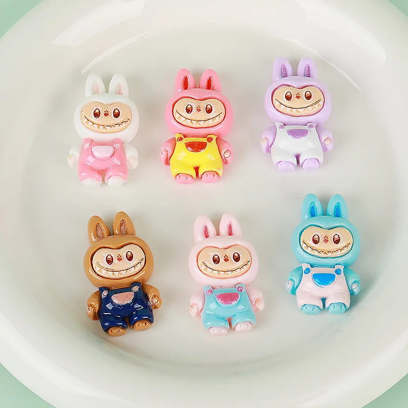 

20 pcs labubu diy accessories, cream rubber hair ties, creative pendants, hair clips, head ornaments, resin accessories