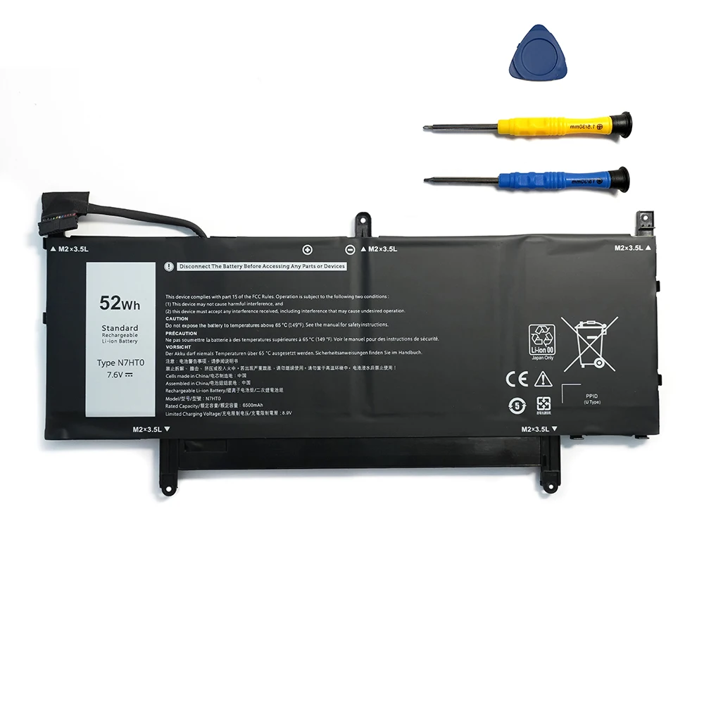 7XINbox N7HT0 TVKGH V5K68 N2NLL 08NFC7 7.6V 52Wh 6500mAh Laptop Battery For Dell Latitude 9510 2-in-1 Latitude 9510 9520 Series