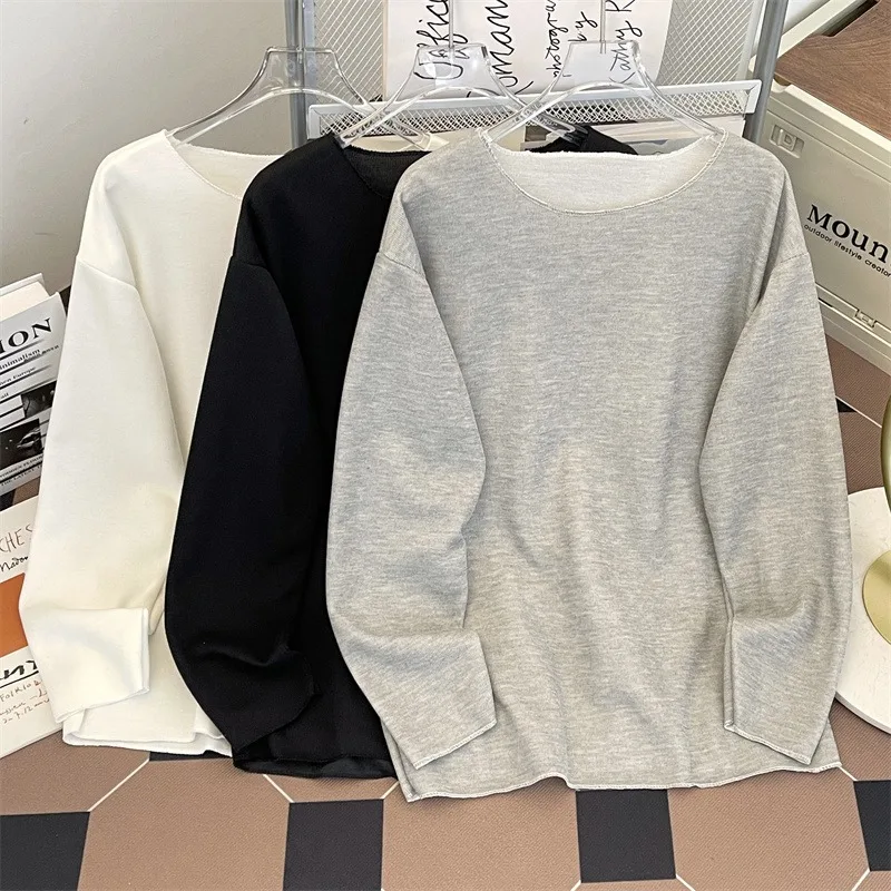 Lazy Wind Hollow Knitted Thread Clothes Men's Silky Smooth And Soft Loose Large Neck Long Sleeve Sunscreen Clothes Loose Low Nec