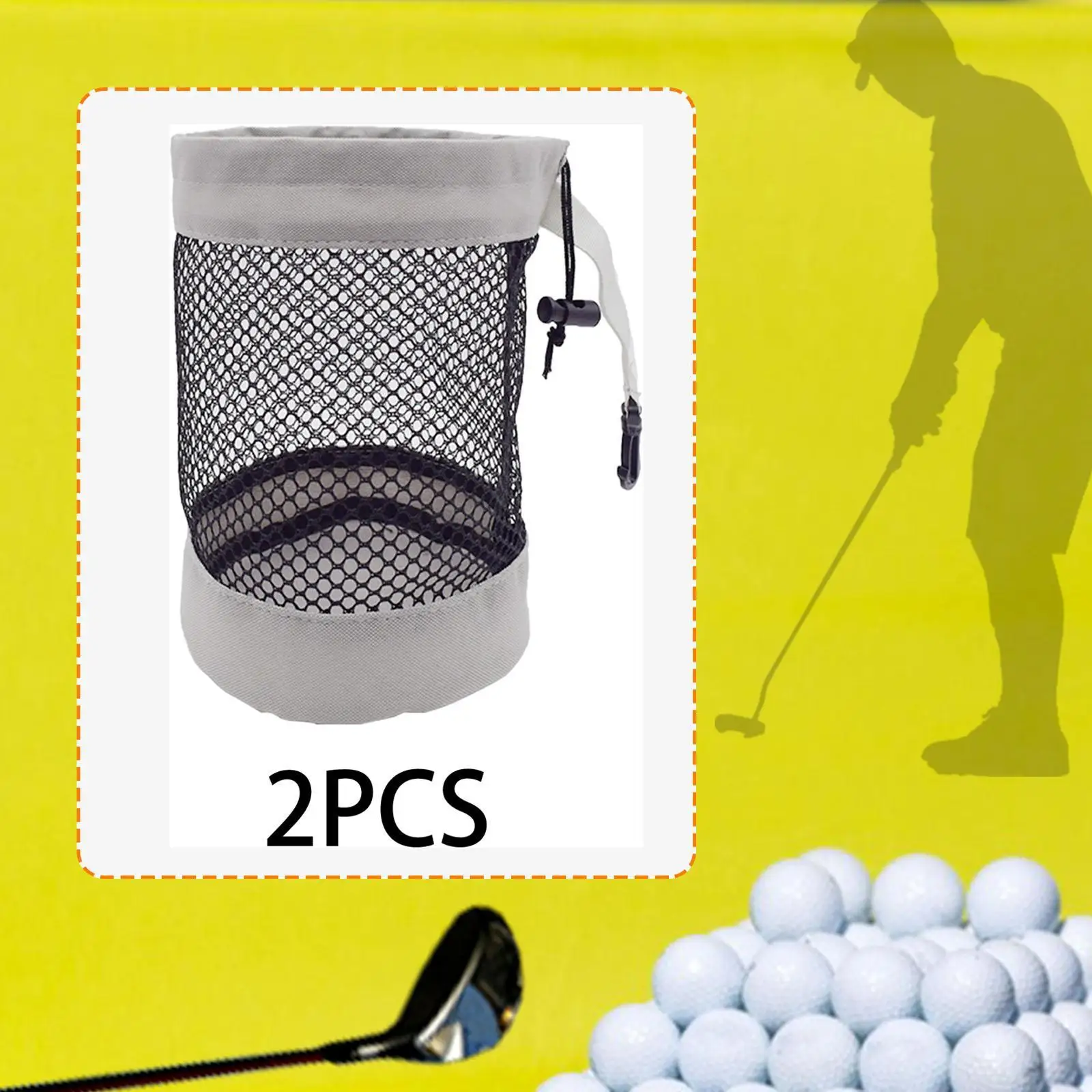 ゴルフボールホルダー メッシュバッグ オックスフォード布 巾着ポーチ ゴルフボールの保管用 テニスやジムスポーツアクセサリー
