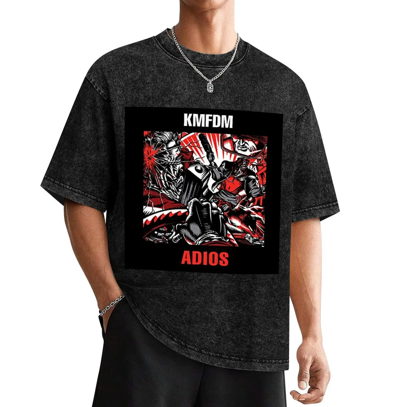 

KMFDM adios T-Shirt sublime Blouse vintage anime shirt sweat cotton t shirt men