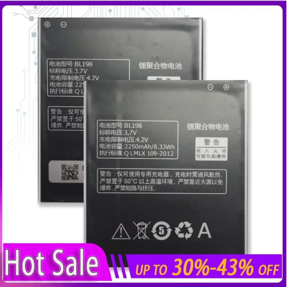 Сменный аккумулятор для Lenovo, BL198, A860E, A859, S890, A850, A830, S880, K860, K860i, A678t, 2250 мАч, номер отслеживания аккумуляторов
