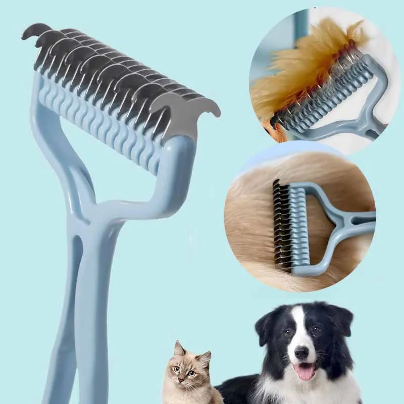 Cat Brush Pet Knot Comb 2 in 1 Dogs Cat Fur Knot Cutter Pets Hair Removal Comb Dog Grooming Shedding Tools Pet Cleaning Supplies