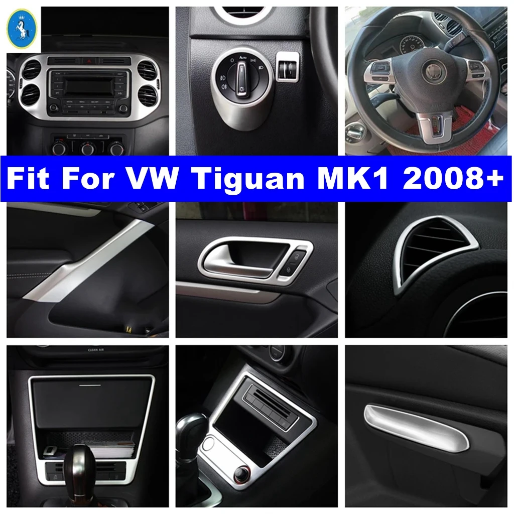 Caja de cambio de marchas ABS mate/taza de manija de puerta/panel de volante accesorios de decoración cubierta embellecedora para VW Tiguan MK1 2008 - 2015