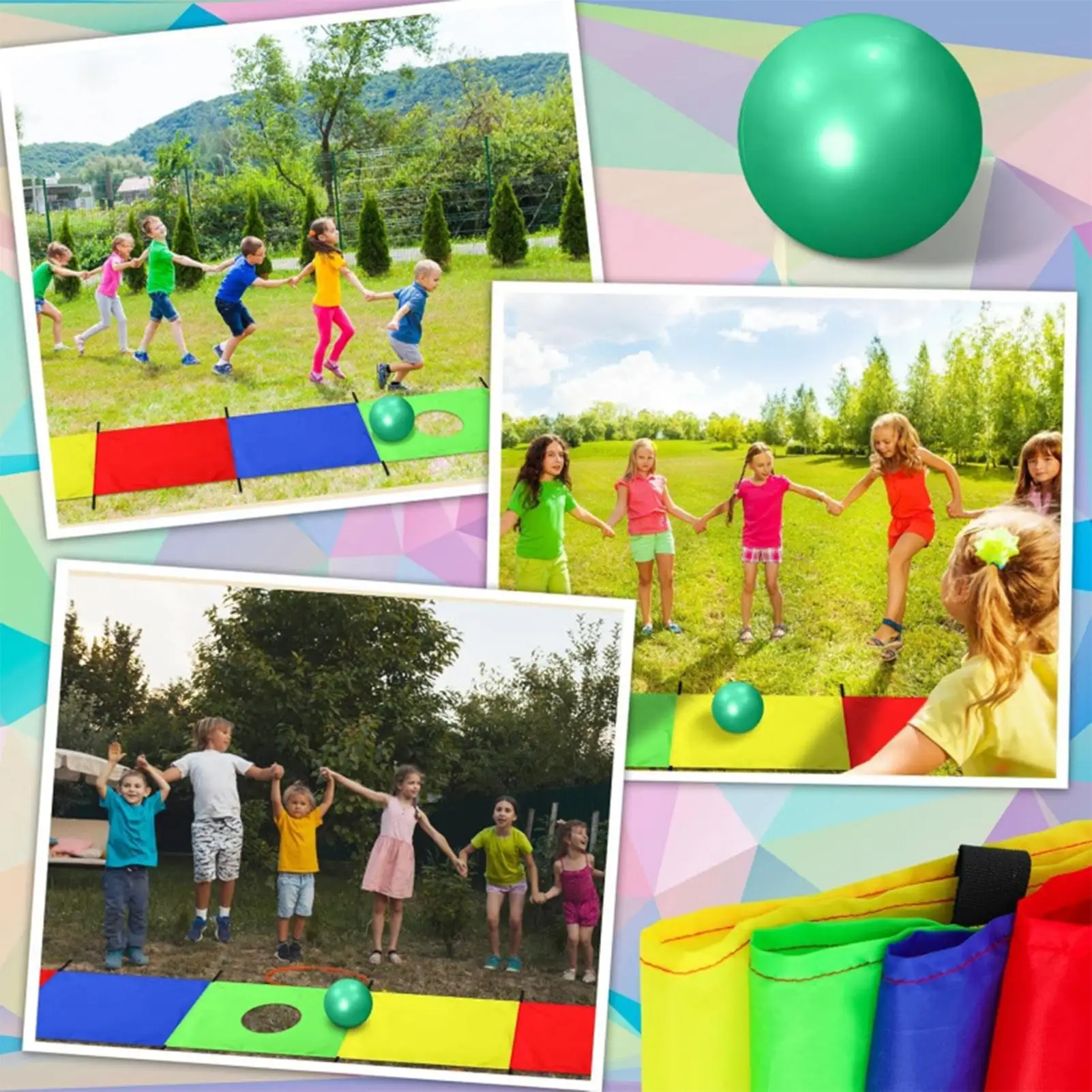 เล่นร่มชูชีพสําหรับเด็กเล่นเกมสี่เหลี่ยมยิมนาสติกอุปกรณ์การฝึกอบรมของเล่นสําหรับกิจกรรมร่วมมือกีฬาลานกลางแจ้ง