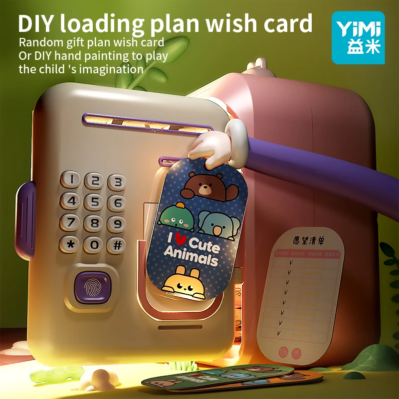 Tirelire rose pour enfants, avec verrouillage à Code par mot de passe et fente pour billets à saisir automatique, boîte d'économie de pièces de monnaie en argent véritable