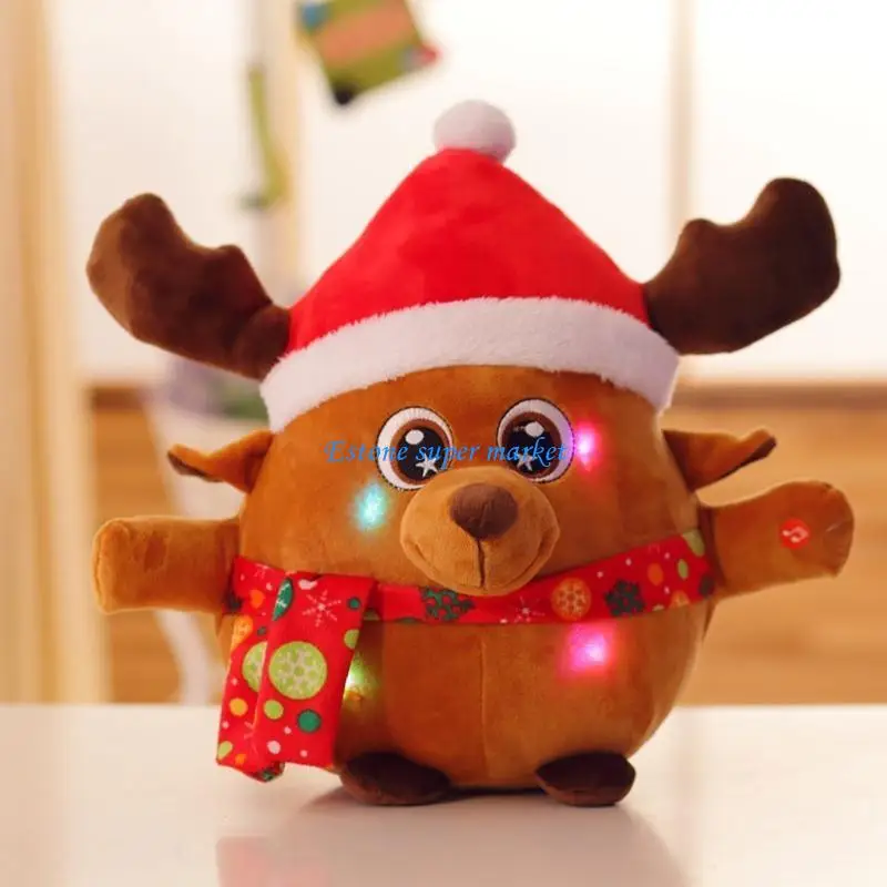 090B 20 ซม./8 นิ้วตุ๊กตาสำหรับตุ๊กตาตุ๊กตาSantaผ้าฝ้ายนุ่มLight Upไฟฟ้าของเล่นในตัวเพลงปาร์ตี้วันหยุดของขวัญOrnamen