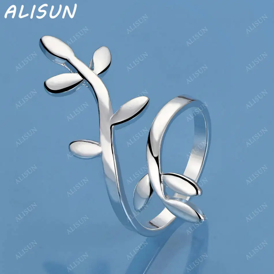 

ALISUN 925 Sterling Silver Designer Leaf Open Ring For Women Fashion Jewelry Charm Grace Noble Wedding Accessories