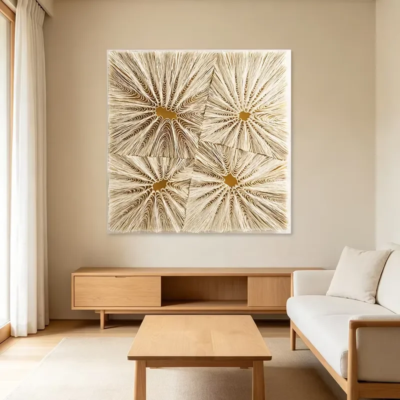 Custom Modern Abstract Metal Framed Paper 3D Wall Art Canvas Artwork Home Decor Wholesale Hotel Project Yellow Handmade