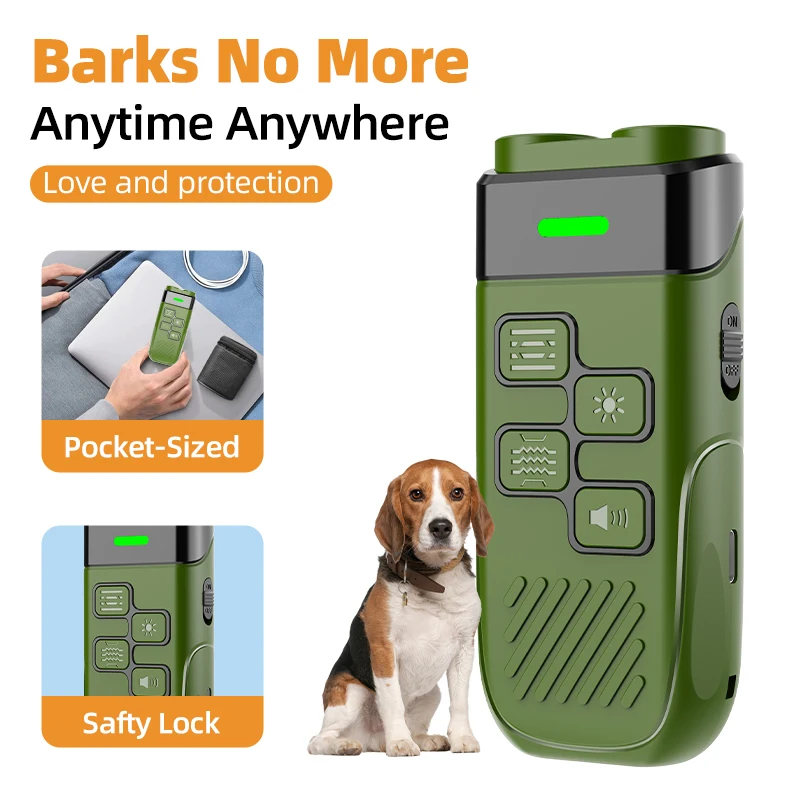 Professional Ultrasonic Dog Repeller Outdoor Bark Control Device Handheld Anti Barking Deterrent Rechargeable 500mAh Battery