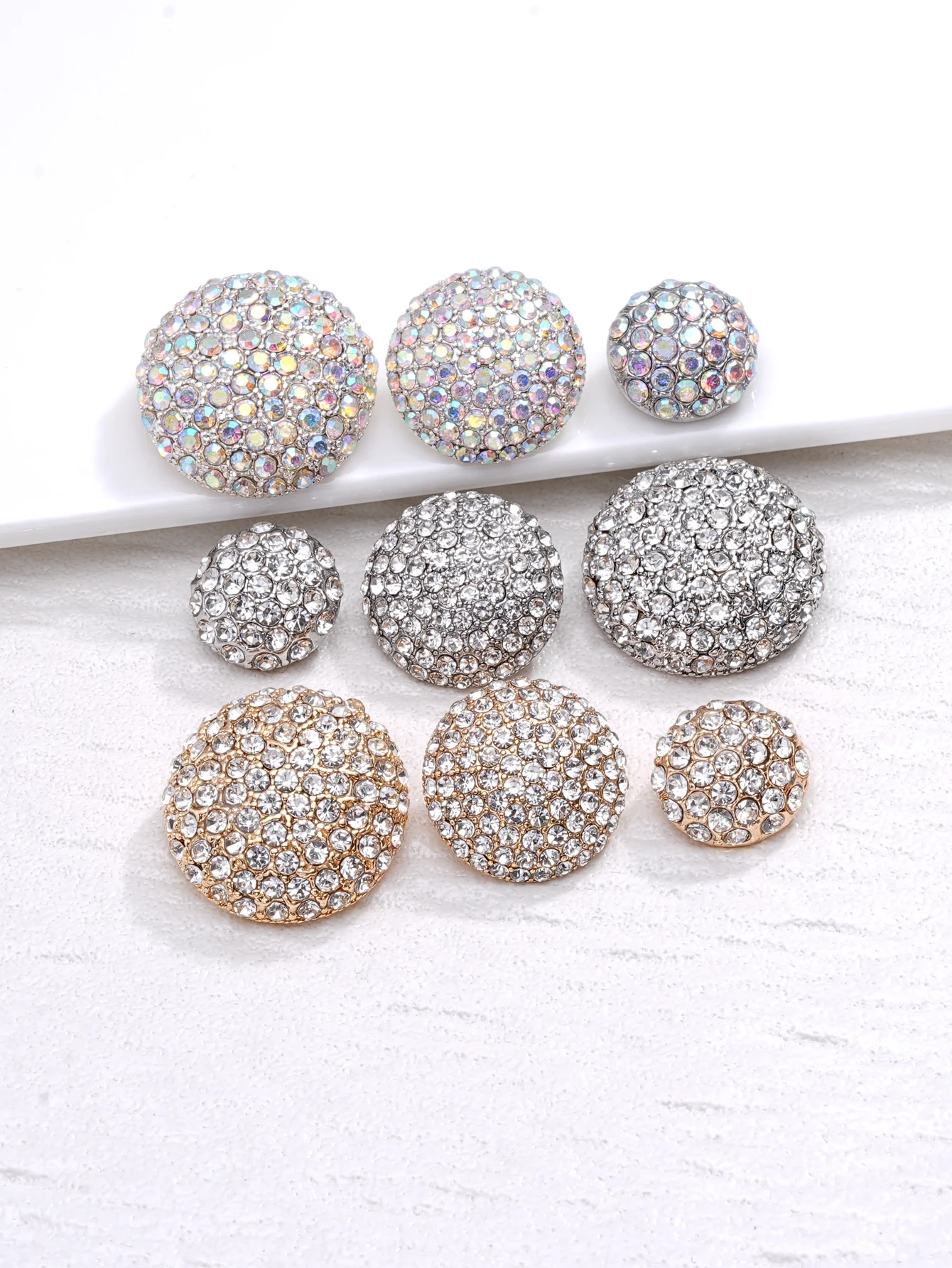 

3Pcs/Set 16/21/25MM Metal Full Rhinestone Buttons Shirt Sewn Buttons DIY Round Decorative Buckle Handmade Sewing Accessories