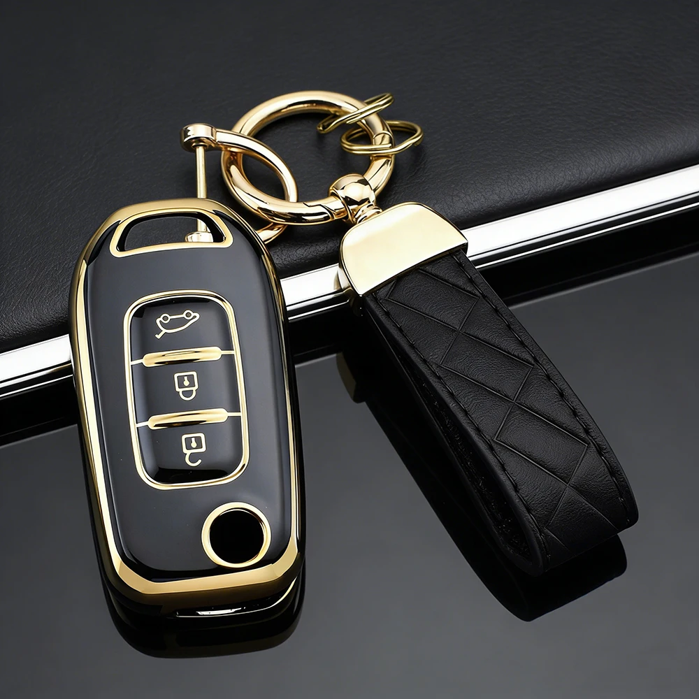 Funda de TPU para llave de coche, funda para llave Dacia Sandero Renault Clio Captur Stepway Logan Megane Kadjar Arkana Clio 5 Kwid, cadena