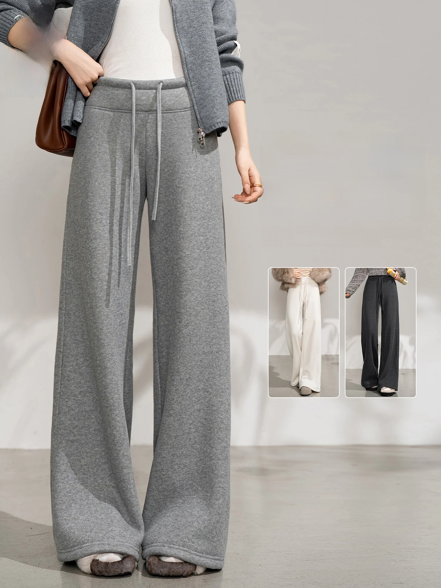 

ay Fce Lined Narrow Straight Thi Winter Pants Women's Casual Trousers Soft Comfortable High Waist Wide Leg Sweatpants