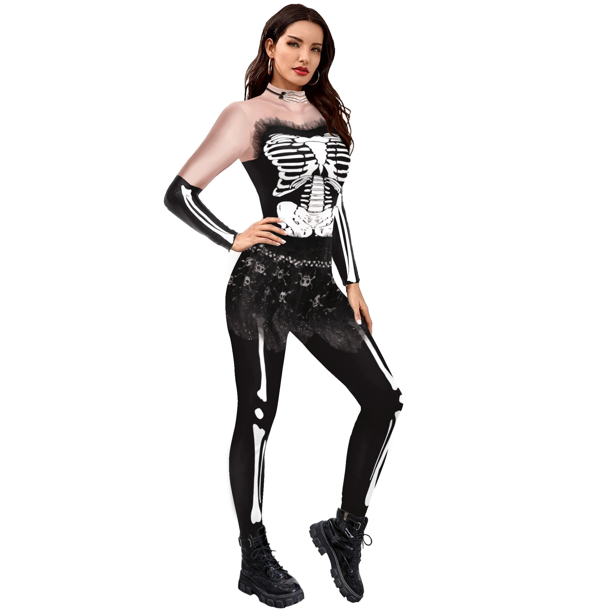 Zawaland Halloween Trang Phục Hóa Trang Phù Thủy Trang Phục Hóa Trang Lạ Mắt Jumpsuit Outsuit Đảng Mặc Dài Tay Liền Quần Zentai Phù Hợp Với