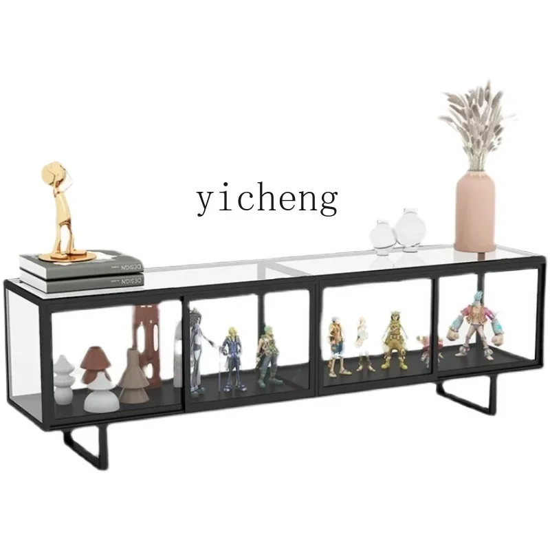 LYY Lego Cabinet Light Luxury Modern Minimalist Living Room Multi-Function Locker Tempered Glass TV Cabinet and