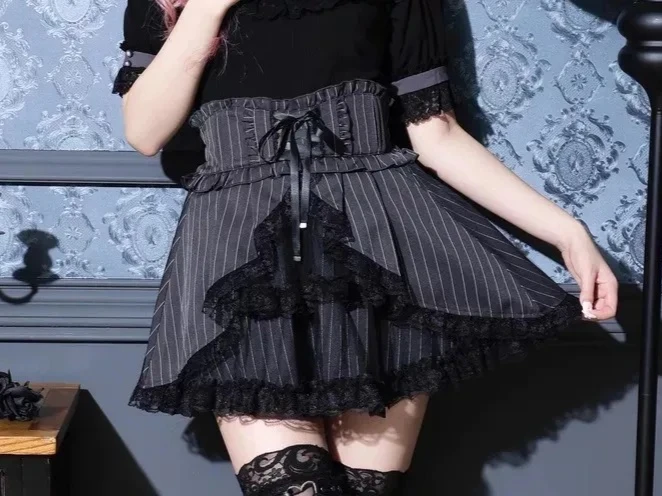 

Japanese Sweet and Cute Girls Versatile Black High Waist Slimming Short Skirts Back Big Bow Cake Shorts Skirt Summer New