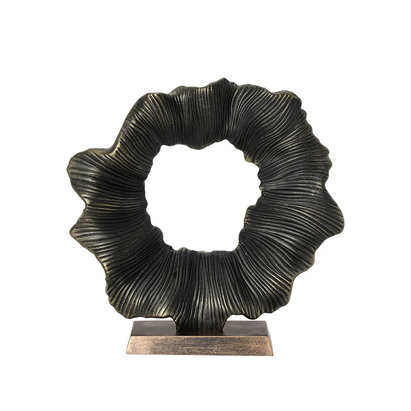 New Chinese light luxury abstract art bloom resin ornament office living room entrance desktop decoration