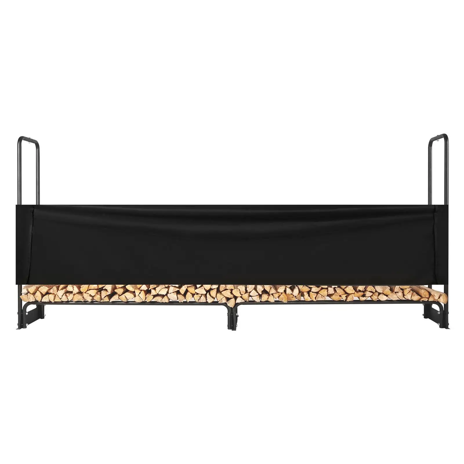 Outdoor Firewood Rack with Waterproof Half Cover 101 x 14 x 46 in 660lb Capacity 1/2 Cord Log Holder Powder Coated Wood Storage for fireplace Deck