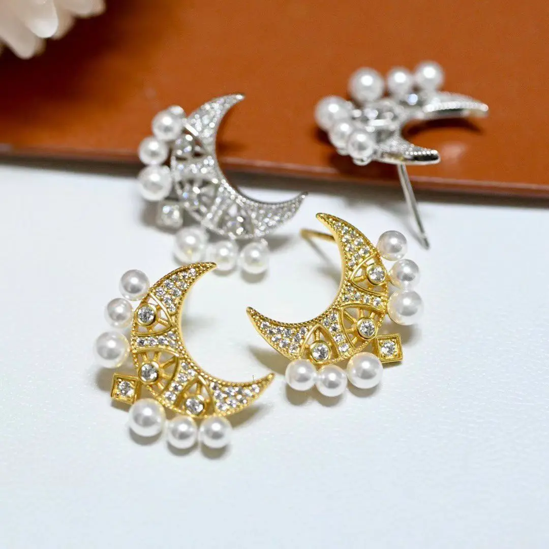 Wholesale S925 Sterling Silver Earrings Mount Findings Settings Base Mounting Parts Accessory for 3-4mm Pearls 5 pairs/lot
