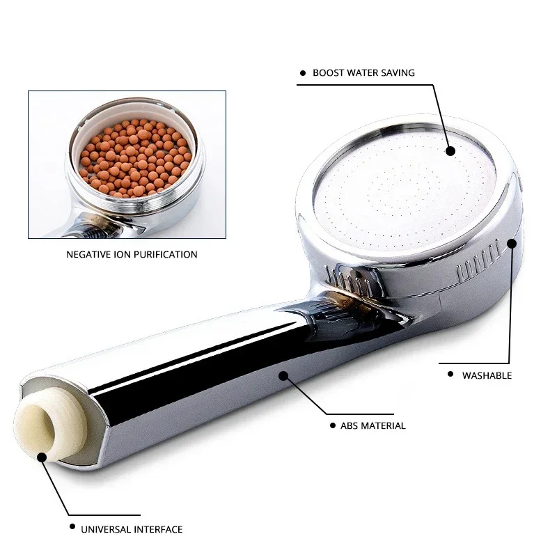 

1 шт., насадка для душа под давлением, Аксессуары для ванной комнаты из АБС-пластика, экономия воды под высоким давлением, хромированная насадка для душа с осадками