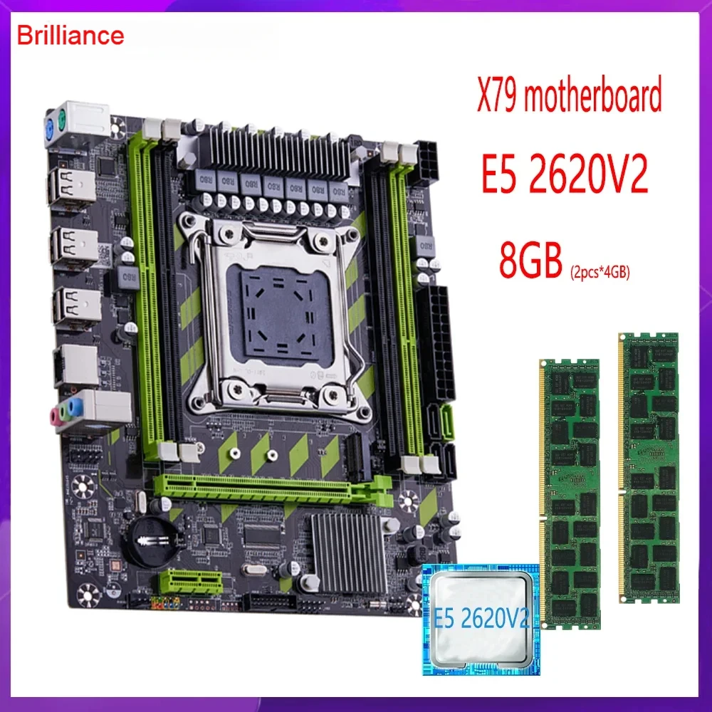 

X79 Motherboard LGA2011 E5 2620 V2 CPU 2pcs x 4GB =8GB DDR3 RAM 1333Mhz REG ECC SATA3.0