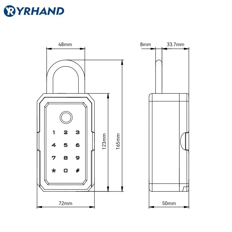 YRHAND TTlock Wifi Security Boxes Password Smart Fingerprint Digital Cerradura Inteligente Tuya Electronic Portable Lock Boxes