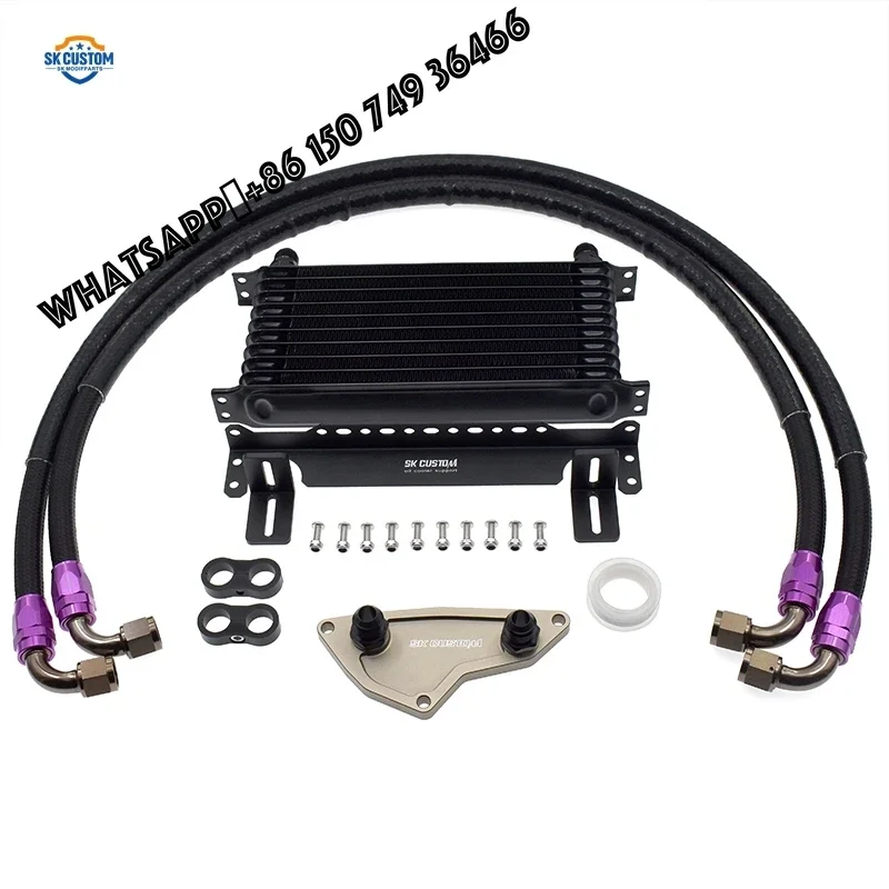 BMW N54 N55 オイル冷却システム用 10列エンジンオイル冷却ラジエーターキット（AN8ナイロンホース付き）