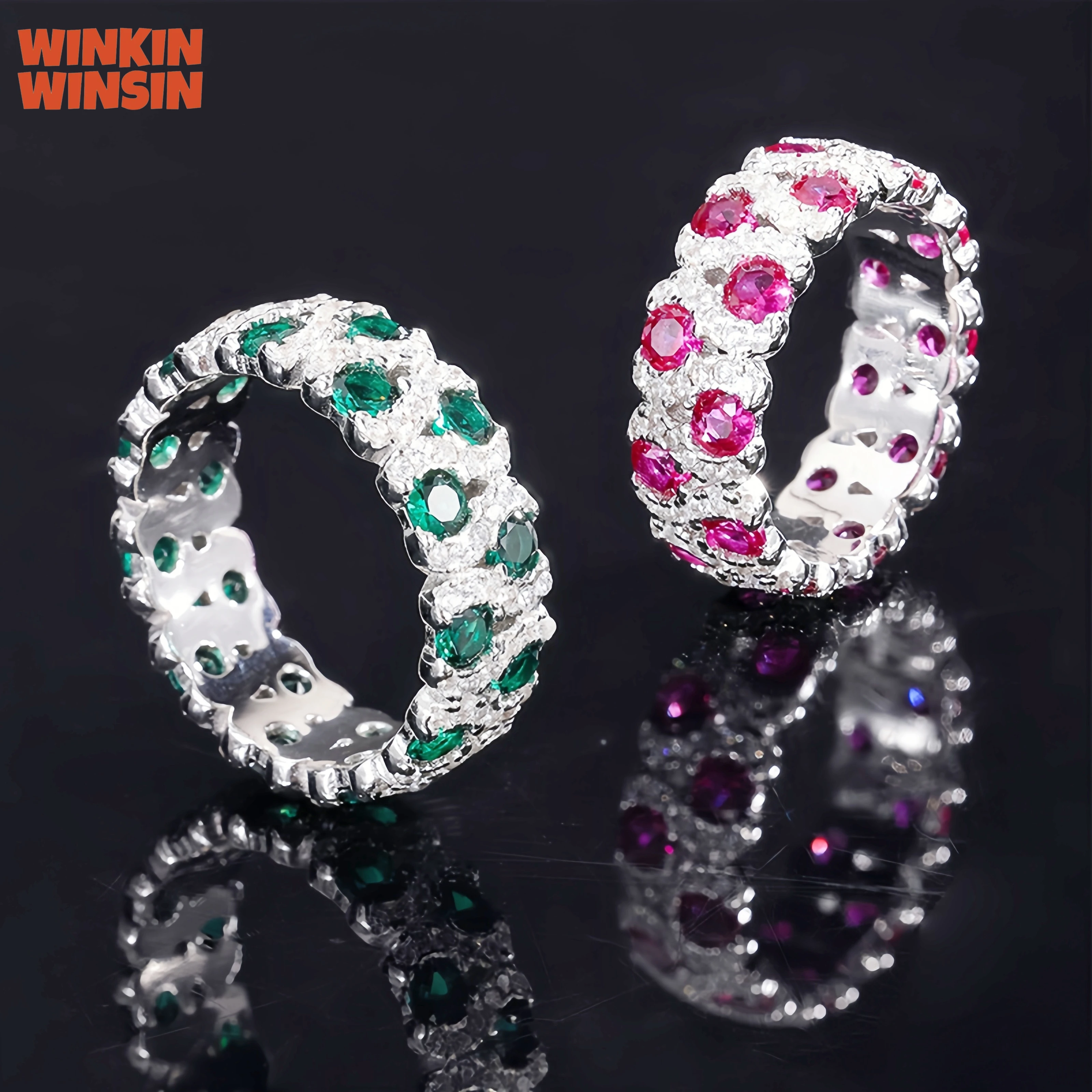 

WINKIN WINSIN брендовые настоящие кольца из стерлингового серебра 925 пробы S925 для женщин и девочек, красочные циркониевые драгоценные камни, ювелирное кольцо для вечеринки, свидания