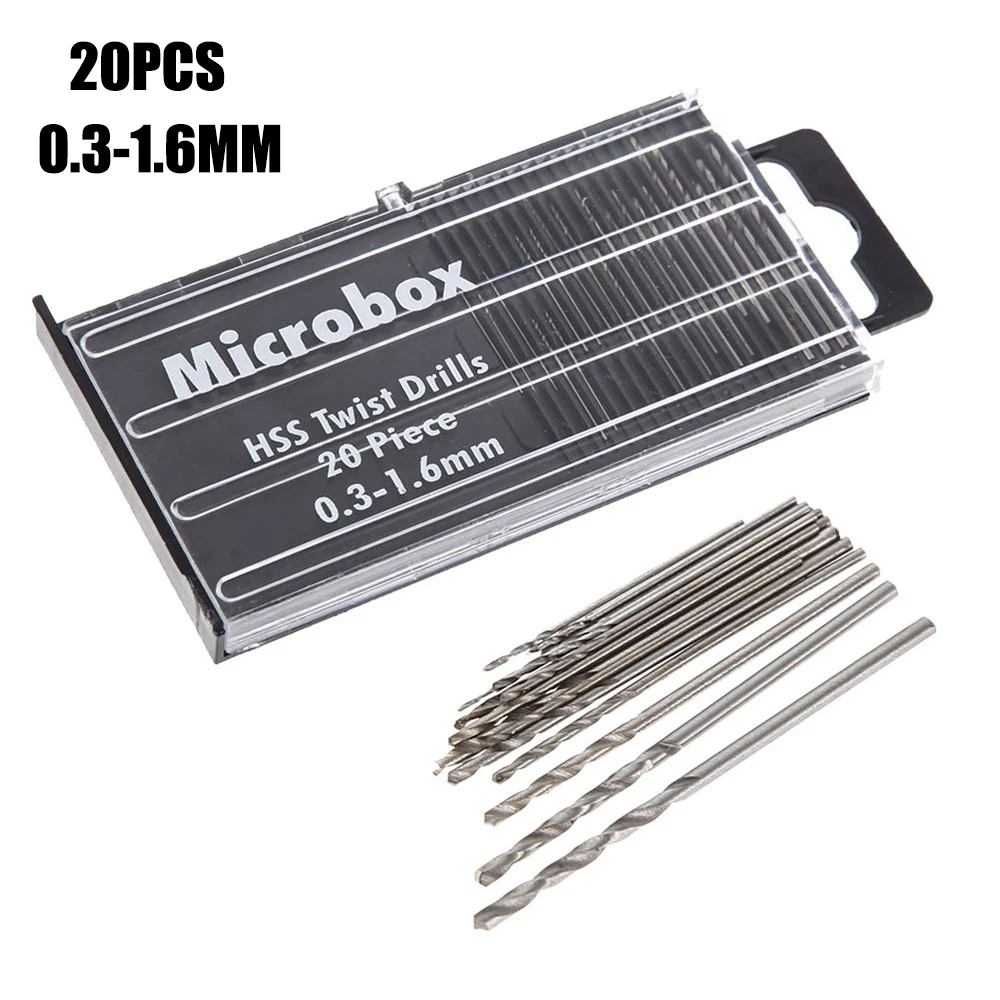 

20Pcs Set 0.3mm-1.6mm Mini HSS Spiral Drill Bit Set Portable Drill Bits Set Hand Tools For Jewelry Watch Drilling Repair Tools