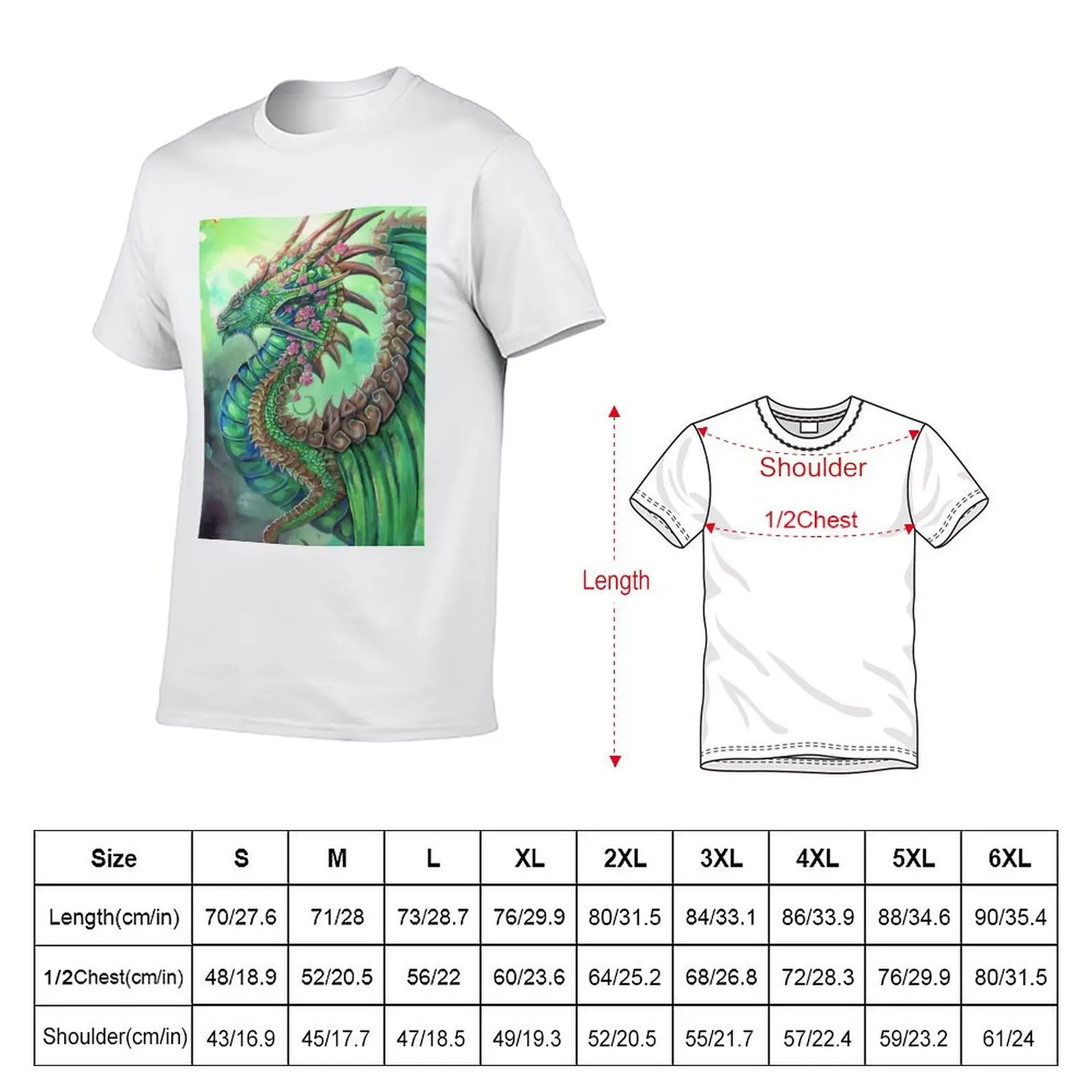 Emerald Spring Dragon T-Shirt Fashion Simple Casual Tee Shirt