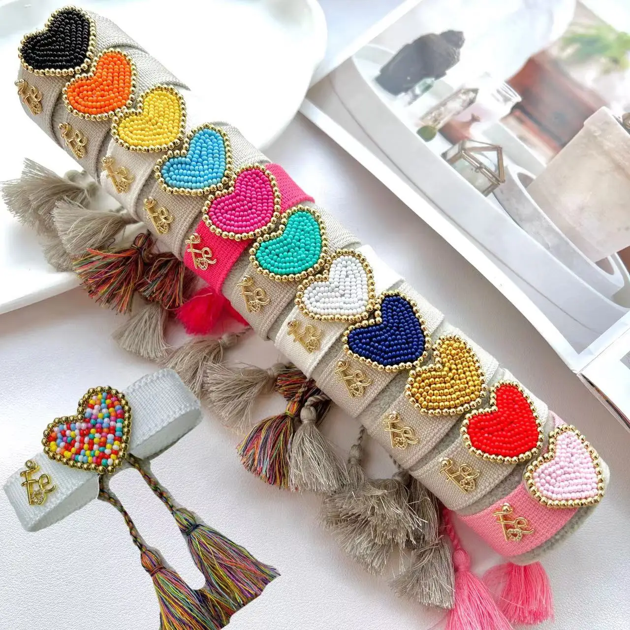 5PCS, Miyuki Handmade Woven Jewelry Heart Bracelets Ladies For Women Men Bohemian New Birthday Couple Gifts