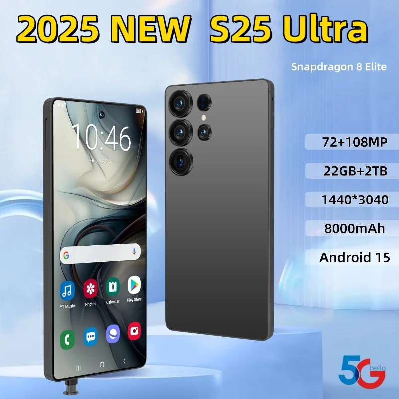 

HOT 2025 new S25 Ultra original intelligent 5G dual card dual standby Android 15 system global version phones 8000mAh battery