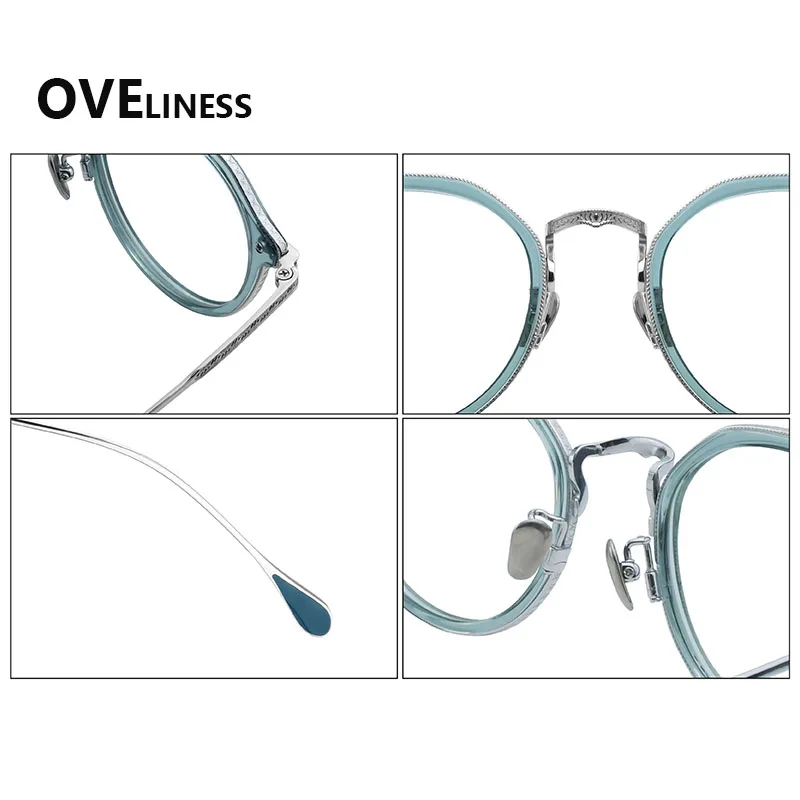إطار نظارات من التيتانيوم من خلات للنساء، إطارات نظارات دائرية كلاسيكية كلاسيكية للرجال