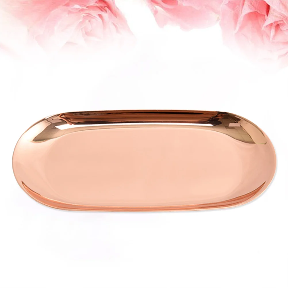

Nordic Style Oval Jewelry Storage Serving Tray Platter Stainless Steel Snack Tray Metal Storage Gold Decoration Home Organizer(S