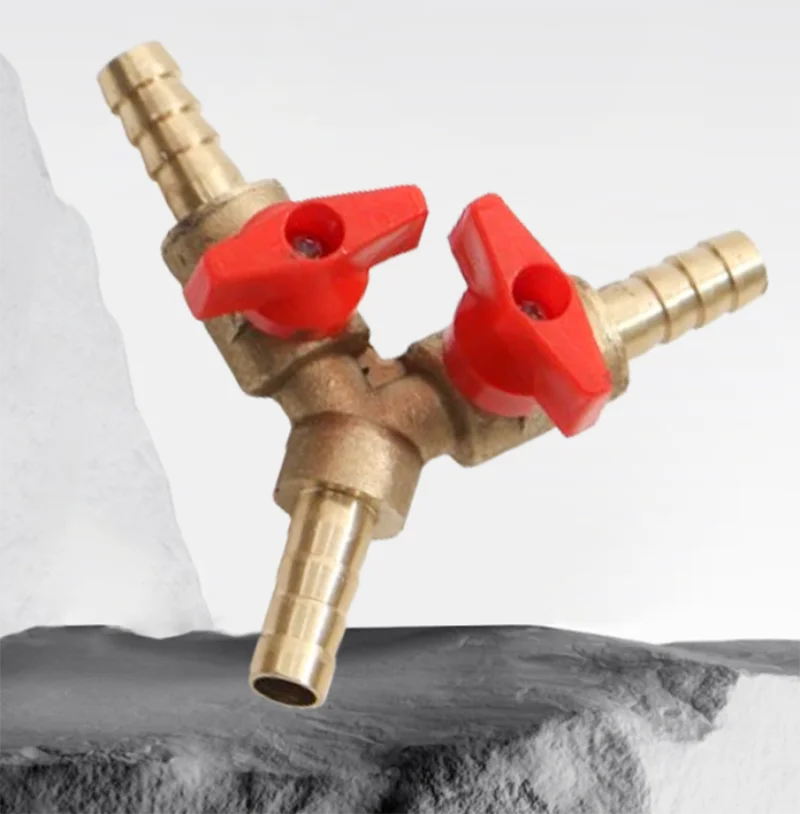 1 Pc 8mm 10mm Hose Barb Y Type Three 3 Way Brass Shut Off Ball Valve Pipe Fitting Connector Adapter For Fuel Gas Water Oil Air