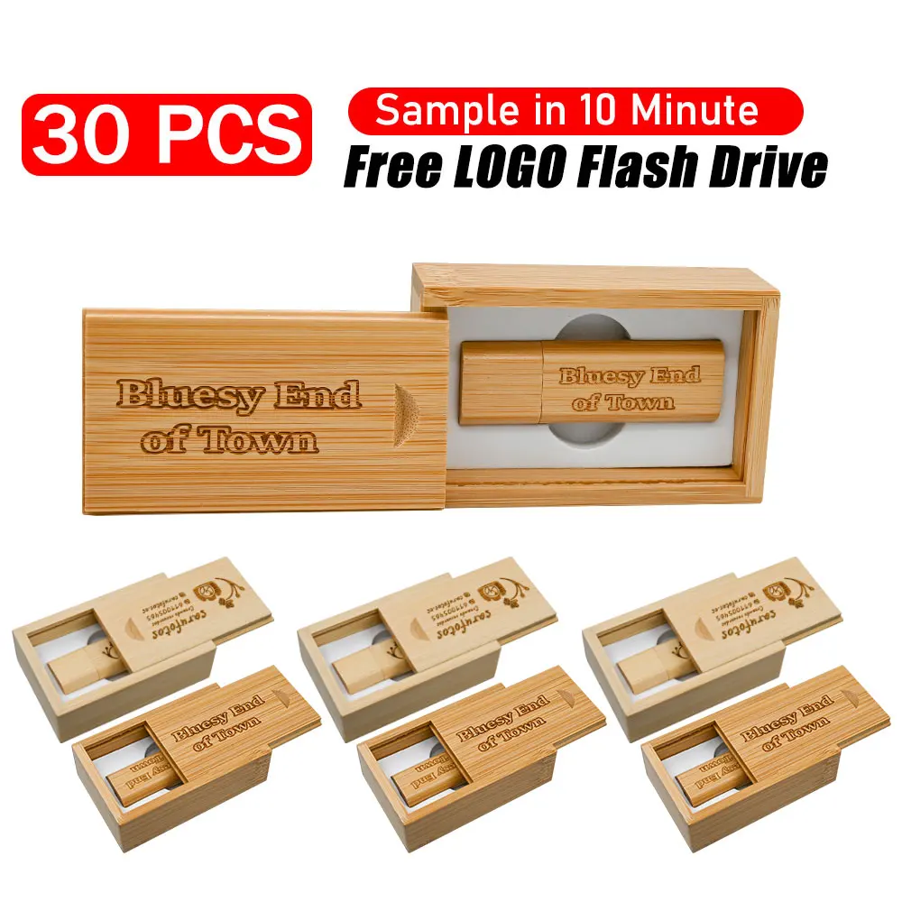 30pcs Lot Free Personalized Wooden Flash Drive Pendrive 4GB 8GB 16GB 32GB 64GB 128GB Cle USB 2.0 Wedding Gift Custom Logo