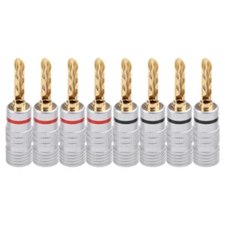 8 Pcs Gold Plated Copper BFA 4mm Banana Plug Adapter Wire Speaker Connectors
