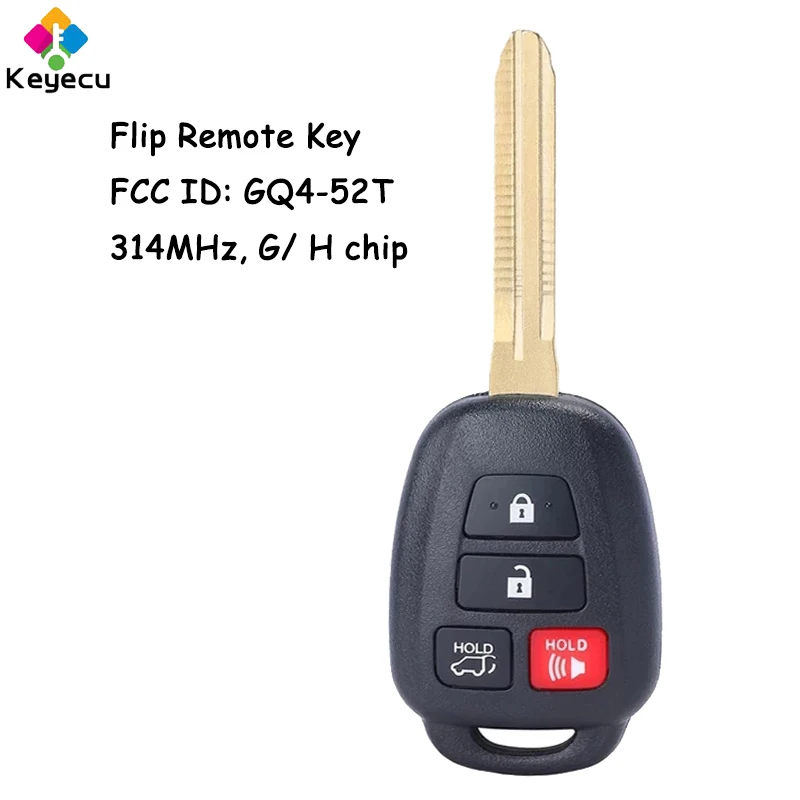 

KEYECU Remote Car Key With 4 Button 314MHz G H Chip for Toyota RAV4 Highlander Sequoia 2013 2014 2016 2017 2018 2019 Fob GQ4-52T