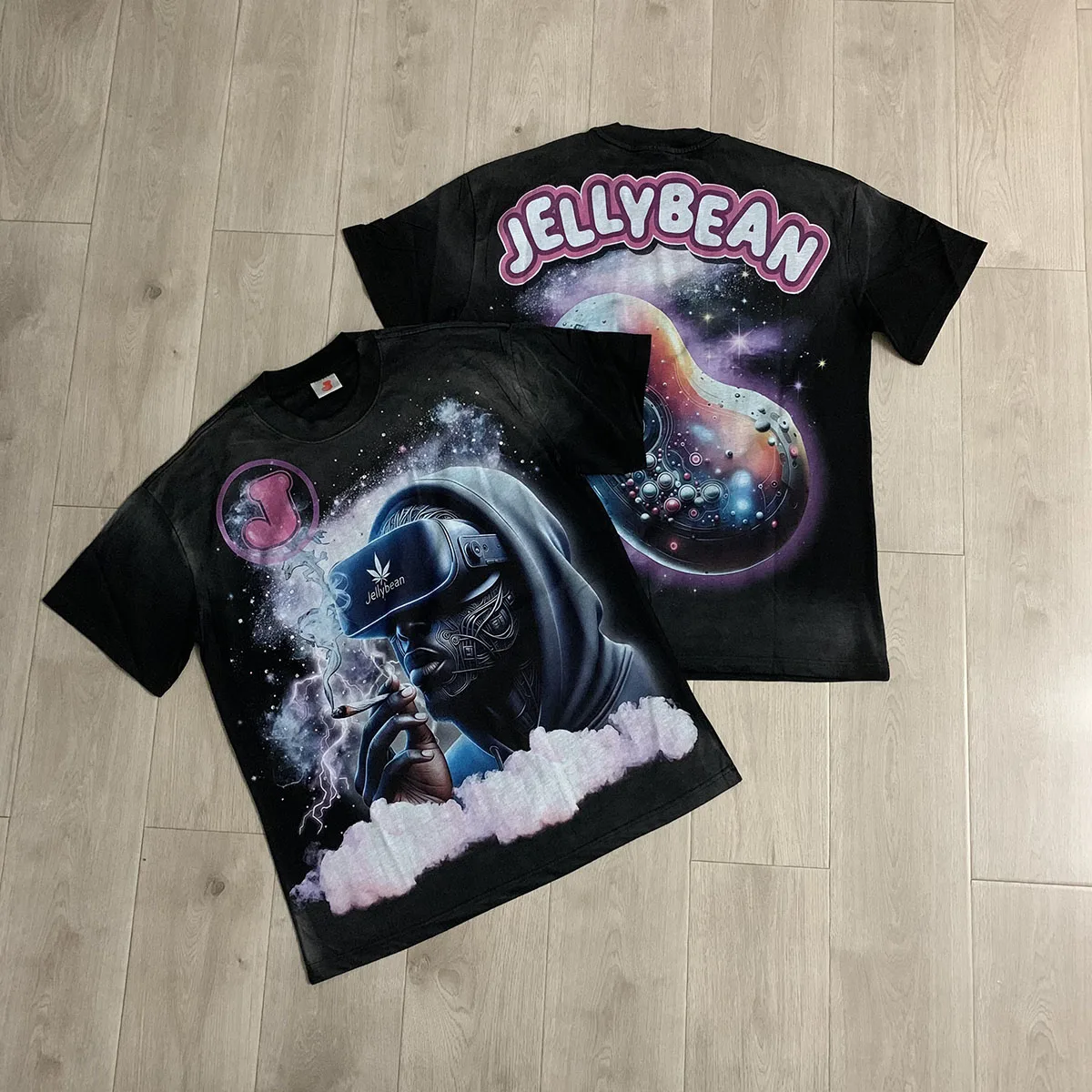 Starry Sky Beans Shinning Diamond Short Sleeve Tshirt for Men and Women Crew Neck Cotton Summer T-shirts Oversized