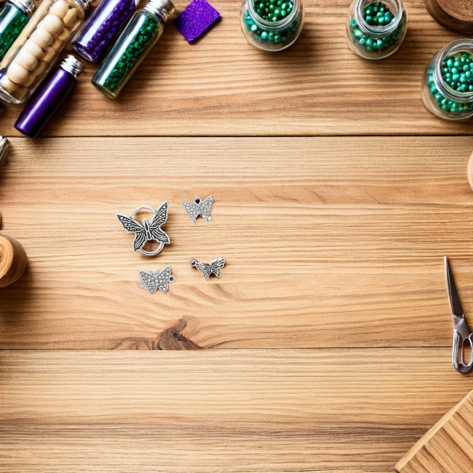 

24pcs Handmade Jewelry Findings Alloy Butterfly Charms For Diy Bracelets Necklaces Earrings Keychains Craft Party Decorations