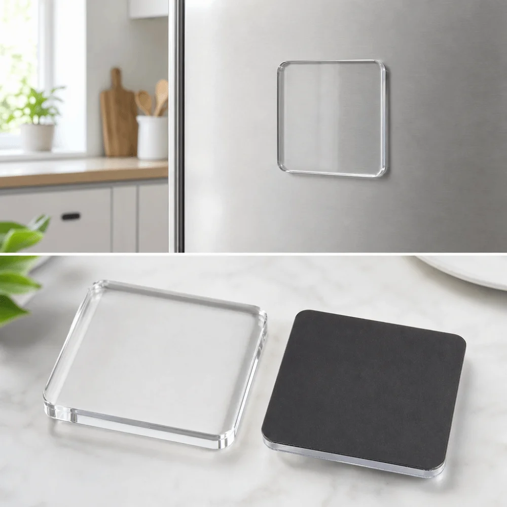5pcs DIY Handmade Refrigerator Magnet Self-adhesive Transparency Acrylic Fridge Magnet Round with Magnetic Sheet DIY Craft Set