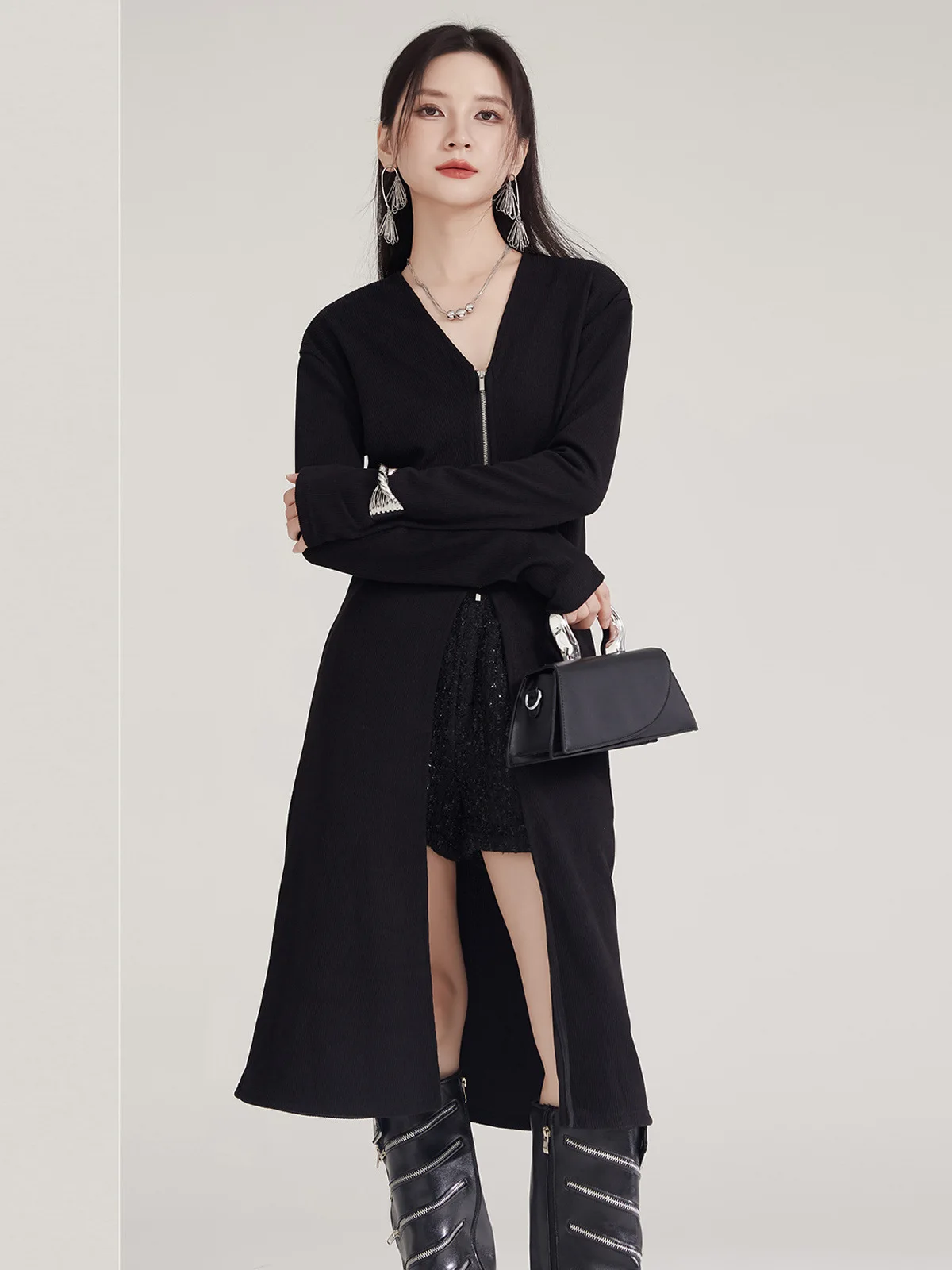 

Knee Length Cardigan For Woman Sweaters Jumpers Women Knitde Round-Neck Dining Highstreet Colourful Closure Anti-Pilling Vintage