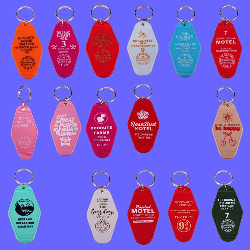 Some Interesting Cartoon Hotel Keyrings Plastic Key Cards Originality Hotel Luggage Card Number Plate Various Anime Decoration