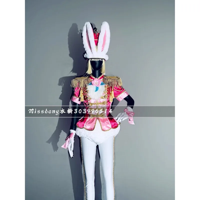 

Missdeng Nightclub Cosplay Costume Amusement Park Flower Car Parade Cute Bunny Costume Gogo Bar DS Costume for Women